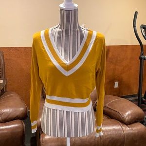 Yellow and white sweater